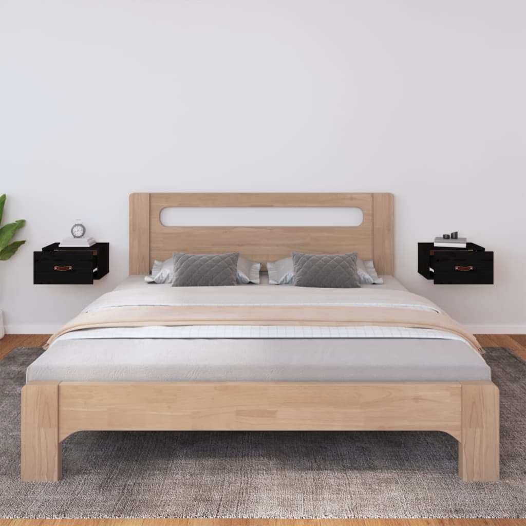 VidaXL Nachtkastjes 2 st wandgemonteerd 40x29,5x22 cm zwart