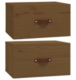VidaXL Nachtkastjes 2 st wandgemonteerd 40x29,5x22 cm honingbruin