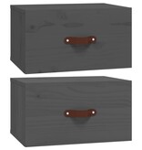 VidaXL Nachtkastjes 2 st wandgemonteerd 40x29,5x22 cm grijs