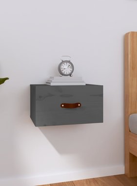 VidaXL Nachtkastje wandgemonteerd 40x29,5x22 cm grijs
