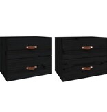 VidaXL Nachtkastjes 2 st wandgemonteerd 50x36x40 cm zwart