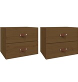 VidaXL Nachtkastjes 2 st wandgemonteerd 50x36x40 cm honingbruin