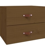 VidaXL Nachtkastje wandgemonteerd 50x36x40 cm honingbruin