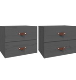 VidaXL Nachtkastjes 2 st wandgemonteerd 50x36x40 cm grijs