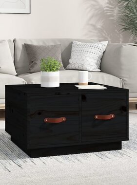 VidaXL Salontafel 60x53x35 cm massief grenenhout zwart