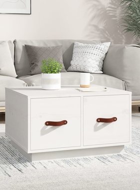 VidaXL Salontafel 60x53x35 cm massief grenenhout wit