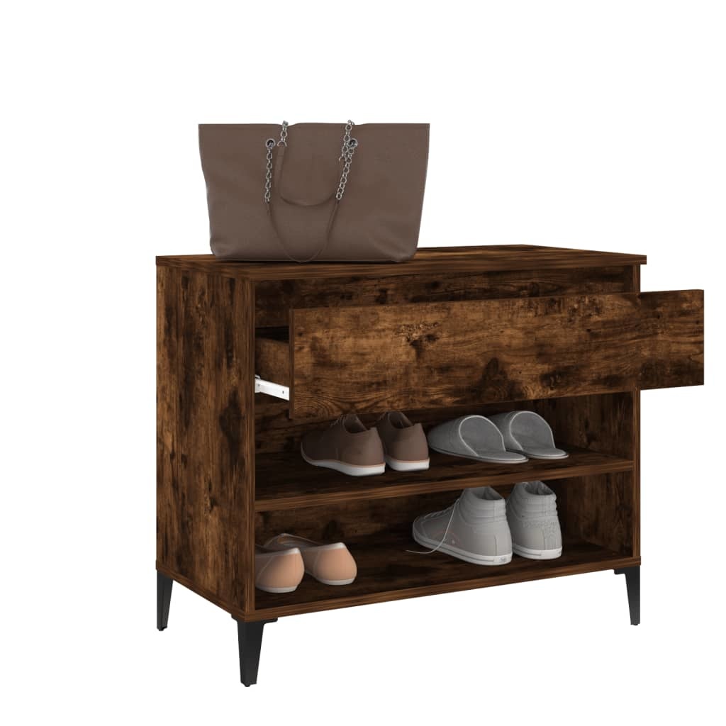 VidaXL Schoenenkast 70x36x60 cm bewerkt hout gerookt eikenkleurig