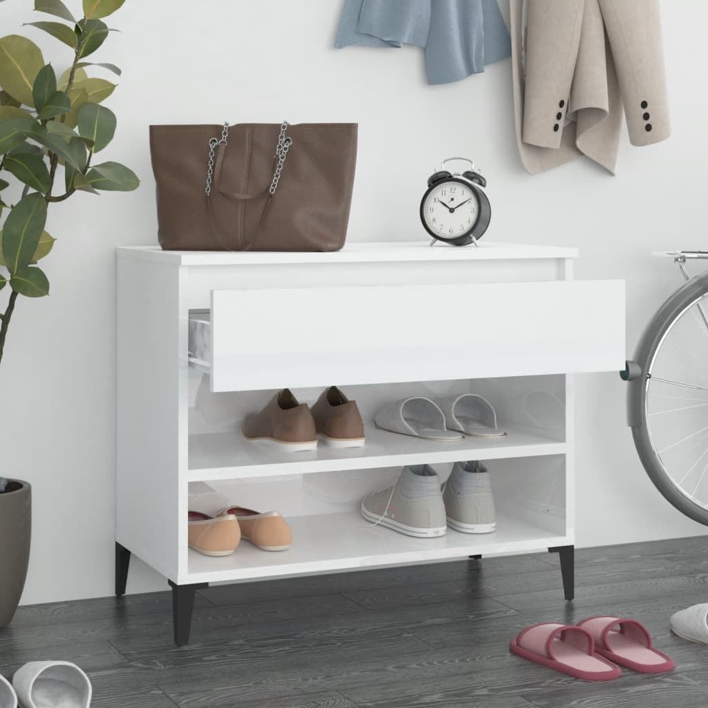 VidaXL Schoenenkast 70x36x60 cm bewerkt hout hoogglans wit