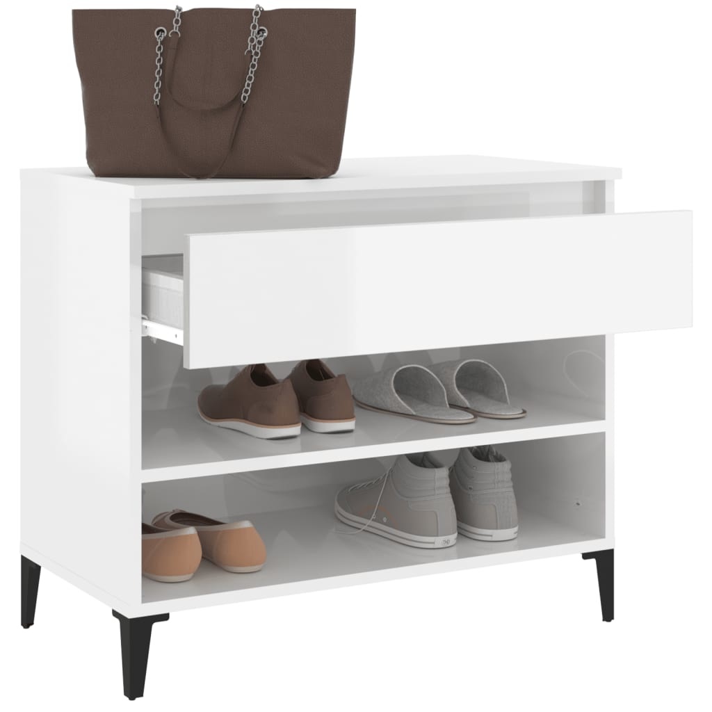 VidaXL Schoenenkast 70x36x60 cm bewerkt hout hoogglans wit