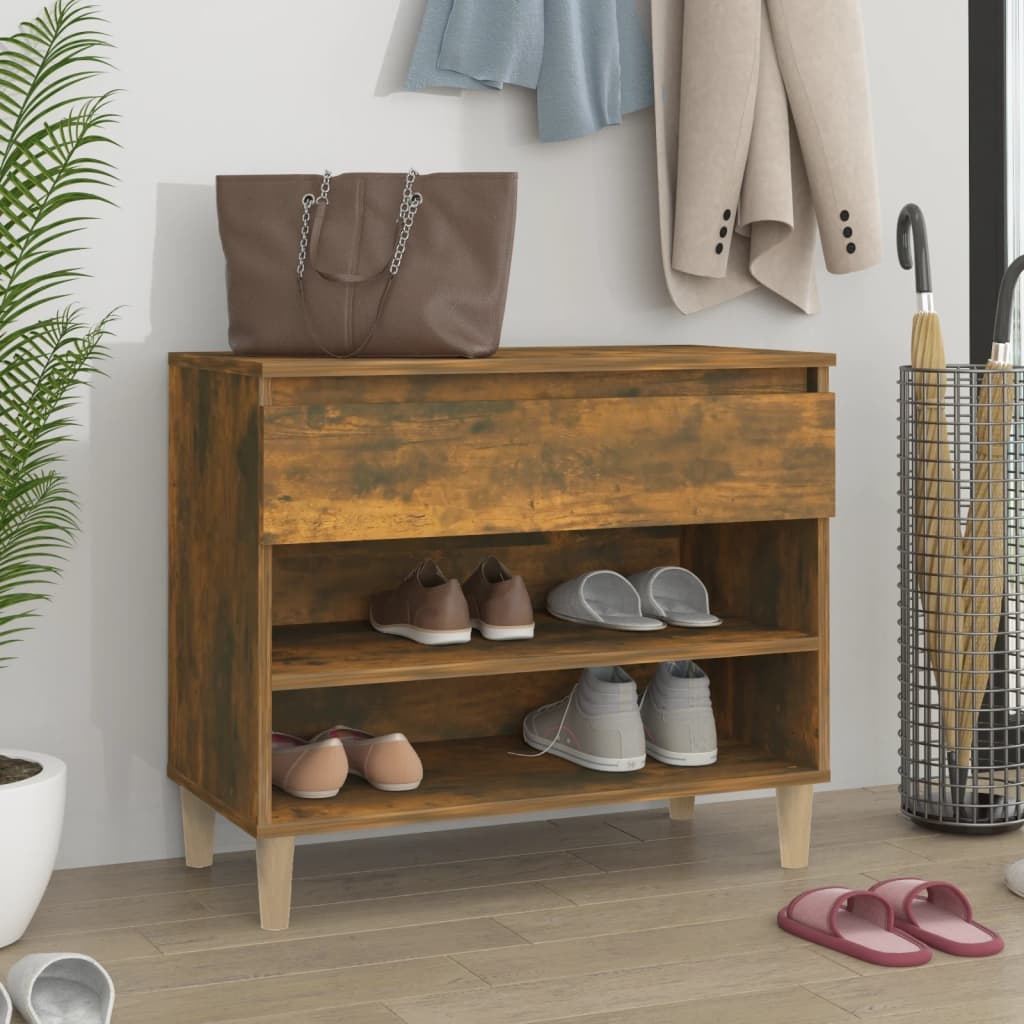 VidaXL Schoenenkast 70x36x60 cm bewerkt hout gerookt eikenkleurig