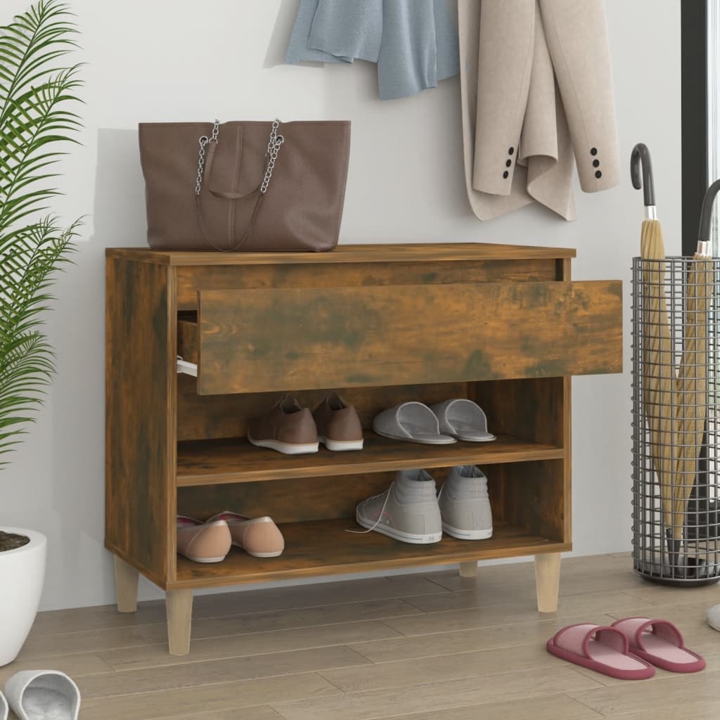 VidaXL Schoenenkast 70x36x60 cm bewerkt hout gerookt eikenkleurig