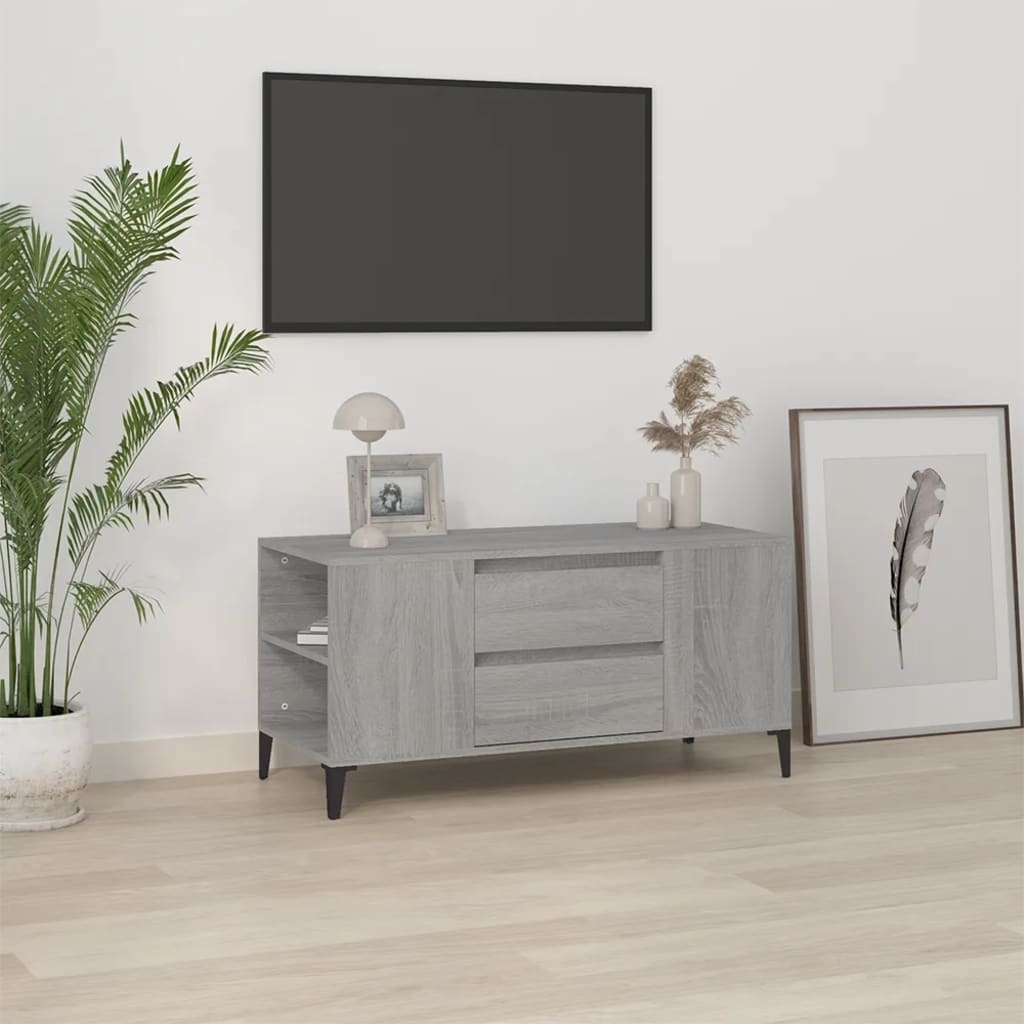 VidaXL Tv-meubel 102x44,5x50 cm bewerkt hout grijs sonoma eikenkleurig
