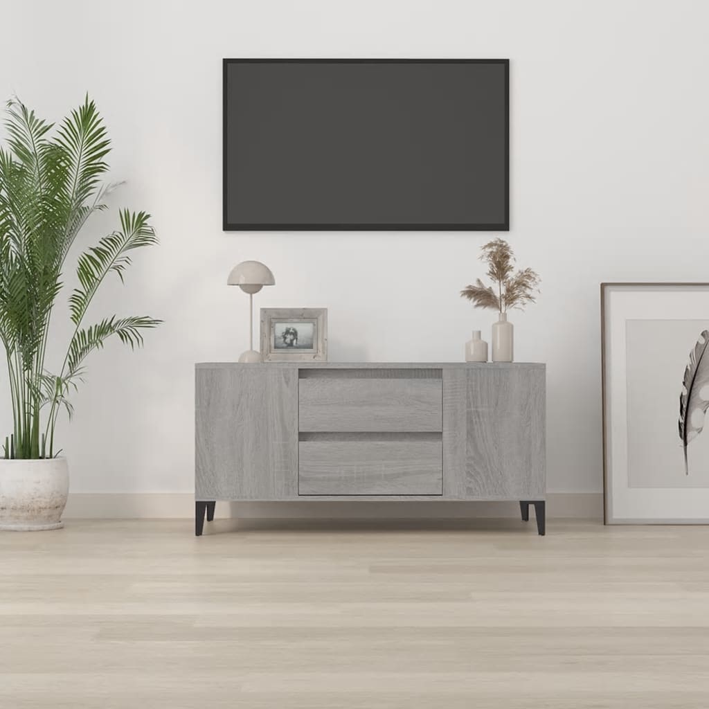 VidaXL Tv-meubel 102x44,5x50 cm bewerkt hout grijs sonoma eikenkleurig