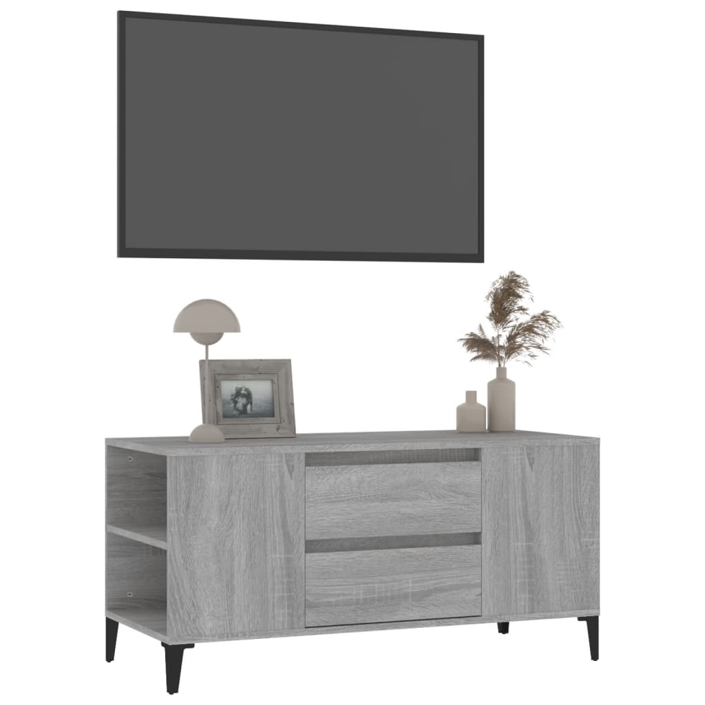 VidaXL Tv-meubel 102x44,5x50 cm bewerkt hout grijs sonoma eikenkleurig