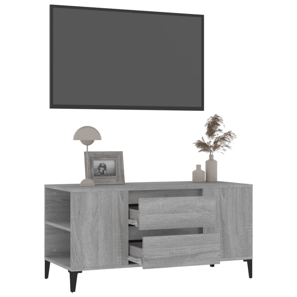 VidaXL Tv-meubel 102x44,5x50 cm bewerkt hout grijs sonoma eikenkleurig
