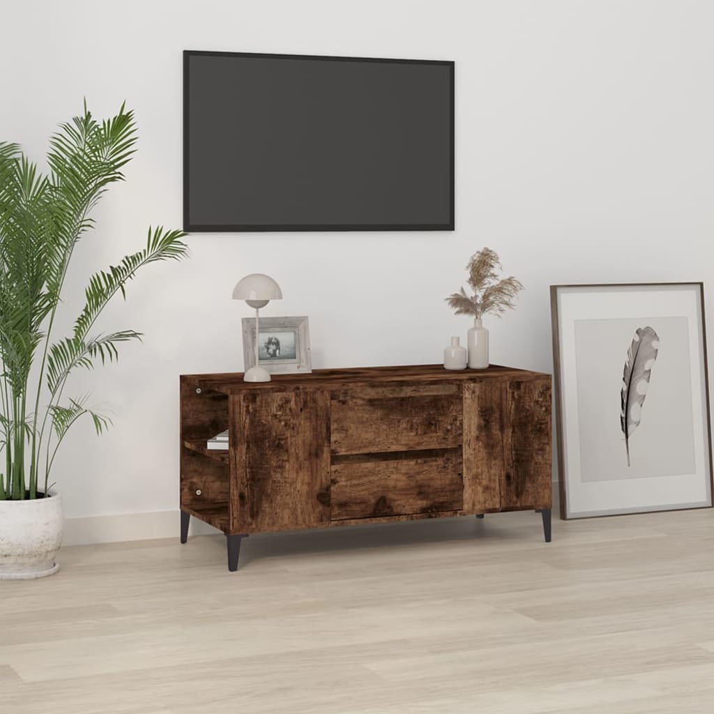 VidaXL Tv-meubel 102x44,5x50 cm bewerkt hout gerookt eikenkleurig