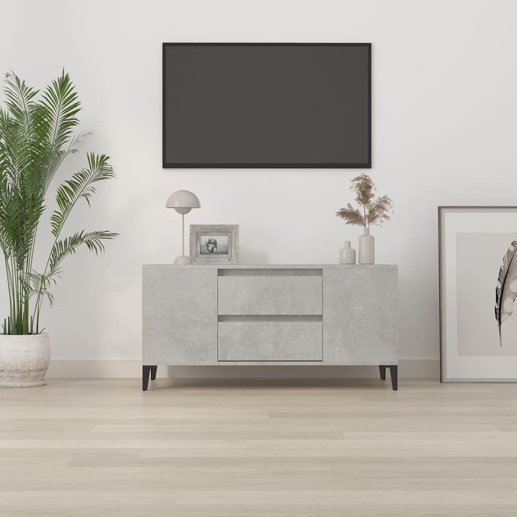 VidaXL Tv-meubel 102x44,5x50 cm bewerkt hout betongrijs