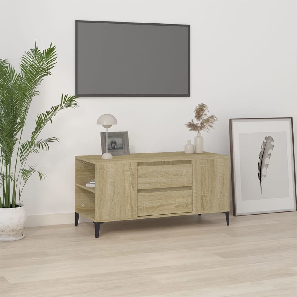 VidaXL Tv-meubel 102x44,5x50 cm bewerkt hout sonoma eikenkleurig