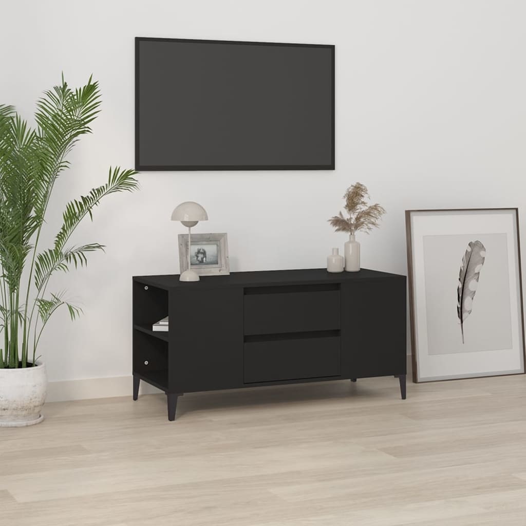 VidaXL Tv-meubel 102x44,5x50 cm bewerkt hout zwart
