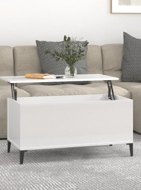 VidaXL Salontafel 90x44,5x45 cm bewerkt hout hoogglans wit
