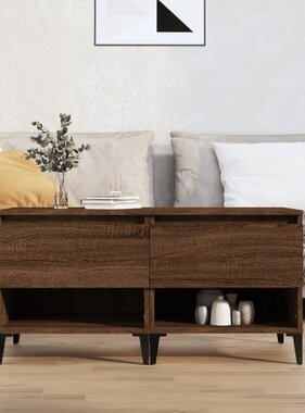 VidaXL Bijzettafels 2 st 50x46x50 cm bewerkt hout bruineikenkleurig