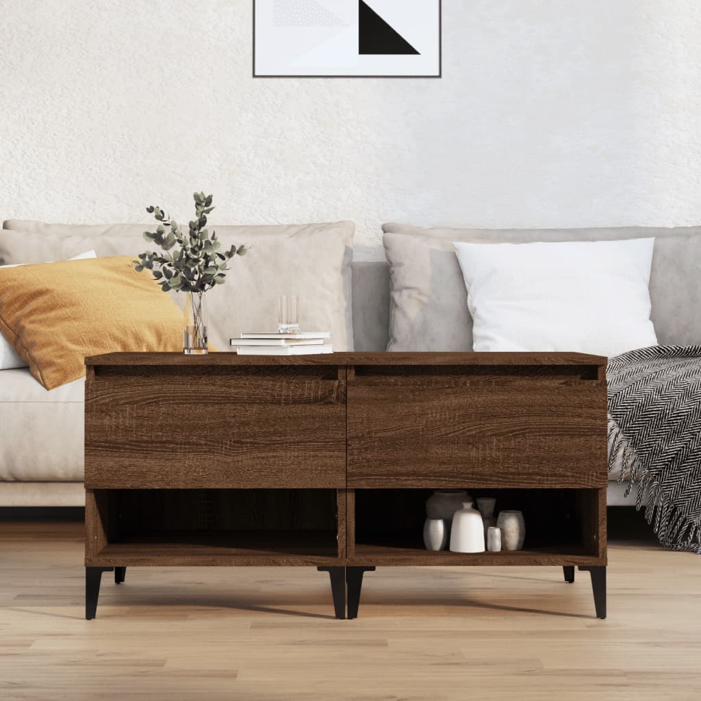 VidaXL Bijzettafels 2 st 50x46x50 cm bewerkt hout bruineikenkleurig