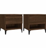 VidaXL Bijzettafels 2 st 50x46x50 cm bewerkt hout bruineikenkleurig