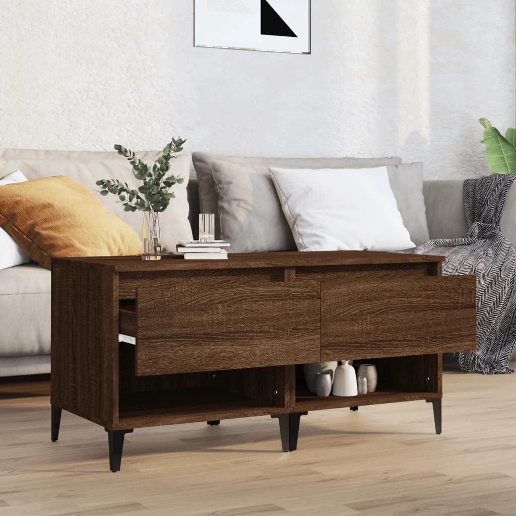VidaXL Bijzettafels 2 st 50x46x50 cm bewerkt hout bruineikenkleurig