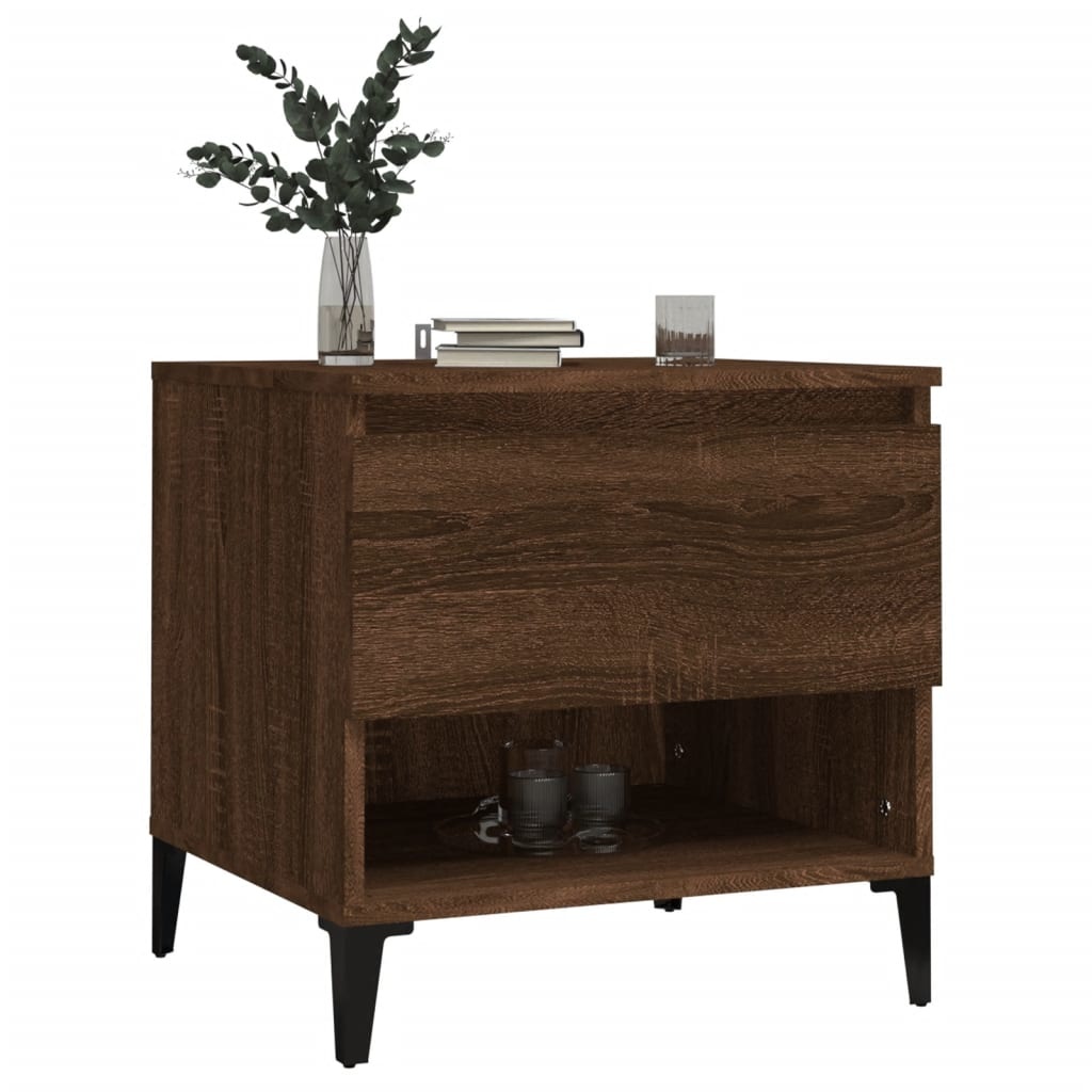 VidaXL Bijzettafels 2 st 50x46x50 cm bewerkt hout bruineikenkleurig