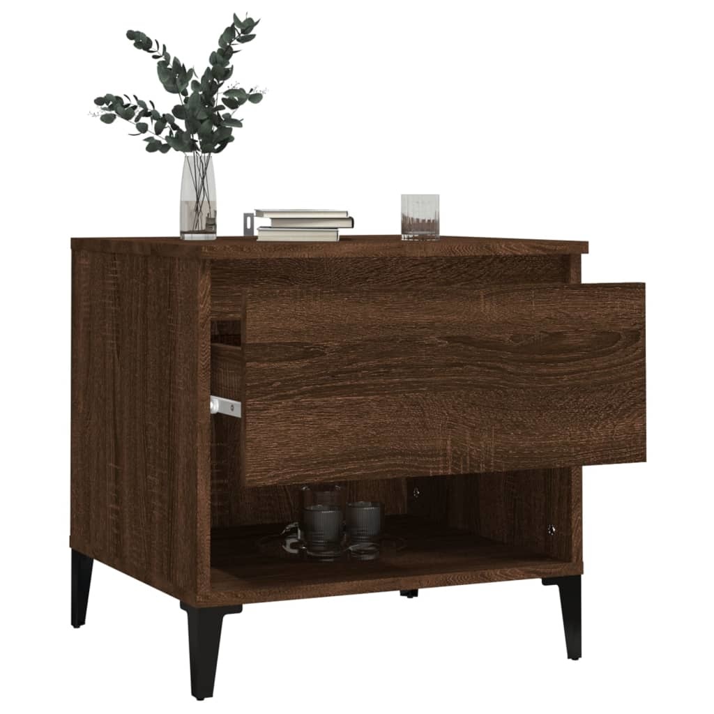 VidaXL Bijzettafels 2 st 50x46x50 cm bewerkt hout bruineikenkleurig