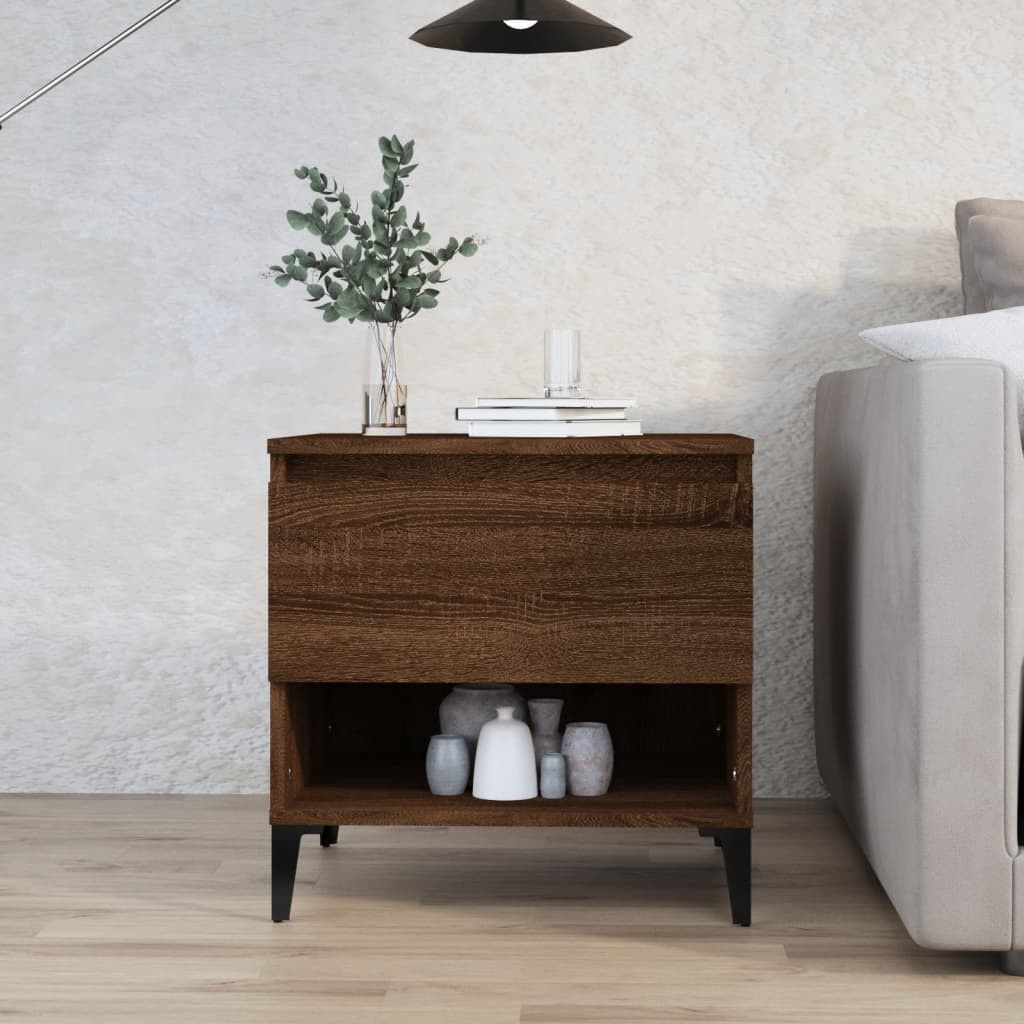 VidaXL Bijzettafel 50x46x50 cm bewerkt hout bruineikenkleurig