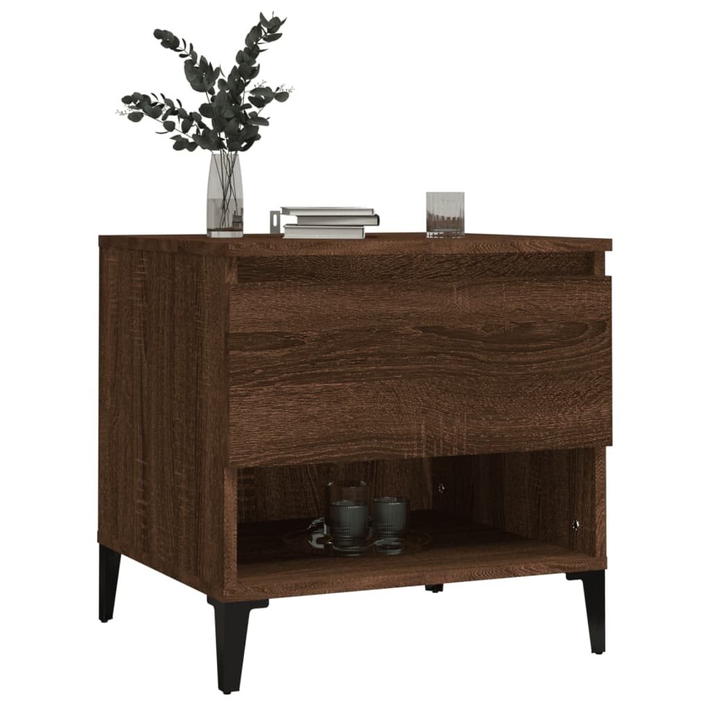 VidaXL Bijzettafel 50x46x50 cm bewerkt hout bruineikenkleurig