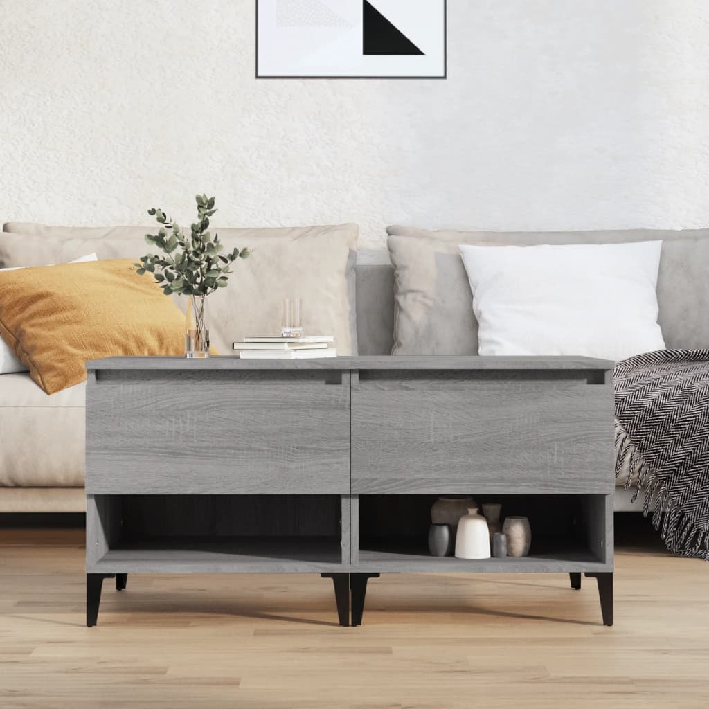 VidaXL Bijzettafels 2 st 50x46x50 cm bewerkt hout grijs sonoma eiken