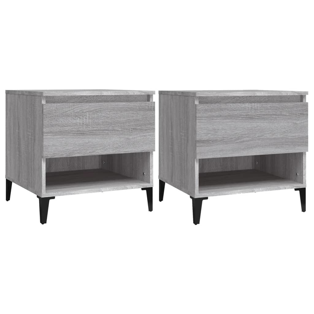 VidaXL Bijzettafels 2 st 50x46x50 cm bewerkt hout grijs sonoma eiken