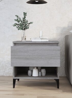 VidaXL Bijzettafel 50x46x50 cm bewerkt hout grijs sonoma eikenkleur