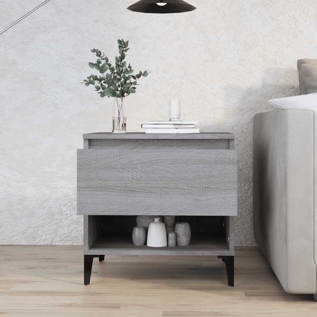 VidaXL Bijzettafel 50x46x50 cm bewerkt hout grijs sonoma eikenkleur