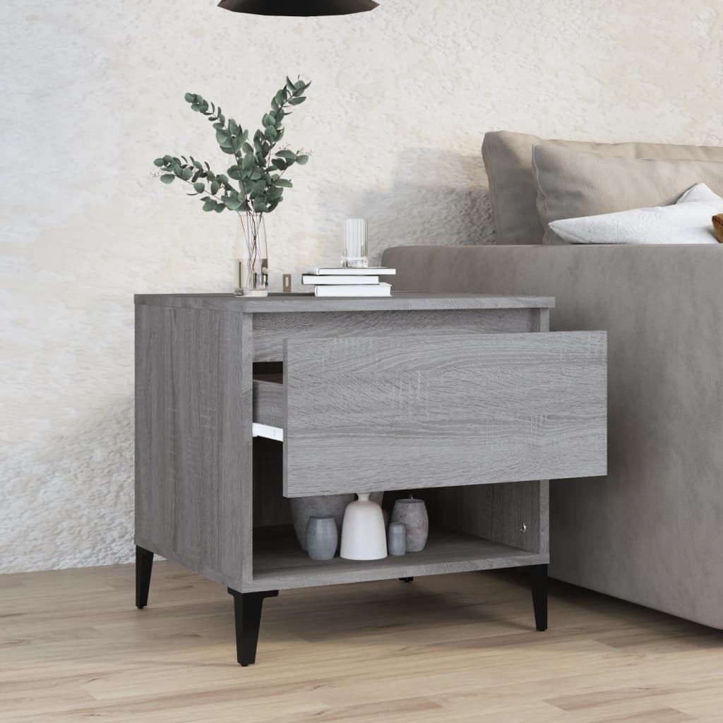 VidaXL Bijzettafel 50x46x50 cm bewerkt hout grijs sonoma eikenkleur