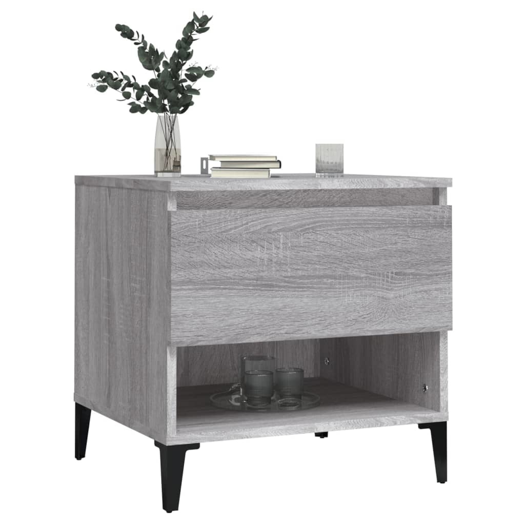 VidaXL Bijzettafel 50x46x50 cm bewerkt hout grijs sonoma eikenkleur