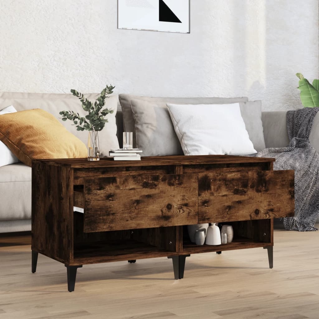 VidaXL Bijzettafels 2 st 50x46x50 cm bewerkt hout gerookt eikenkleurig
