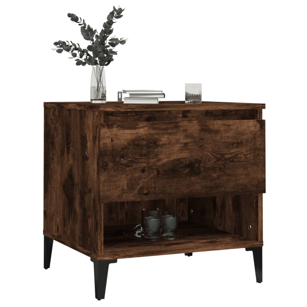 VidaXL Bijzettafels 2 st 50x46x50 cm bewerkt hout gerookt eikenkleurig
