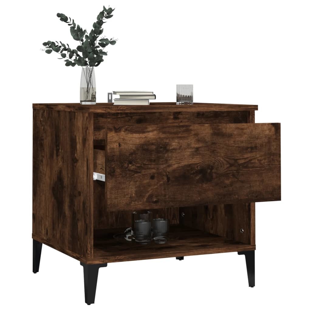 VidaXL Bijzettafels 2 st 50x46x50 cm bewerkt hout gerookt eikenkleurig