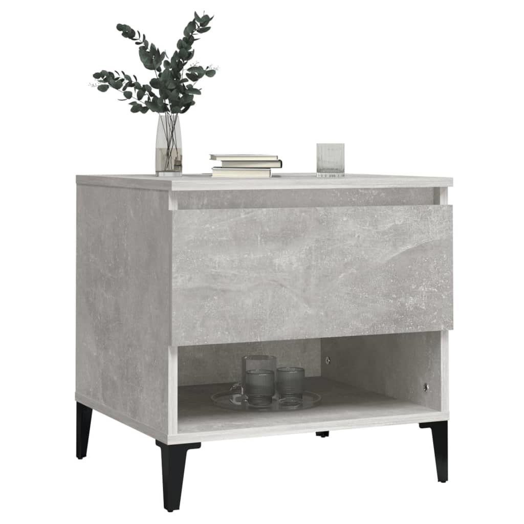 VidaXL Bijzettafels 2 st 50x46x50 cm bewerkt hout betongrijs