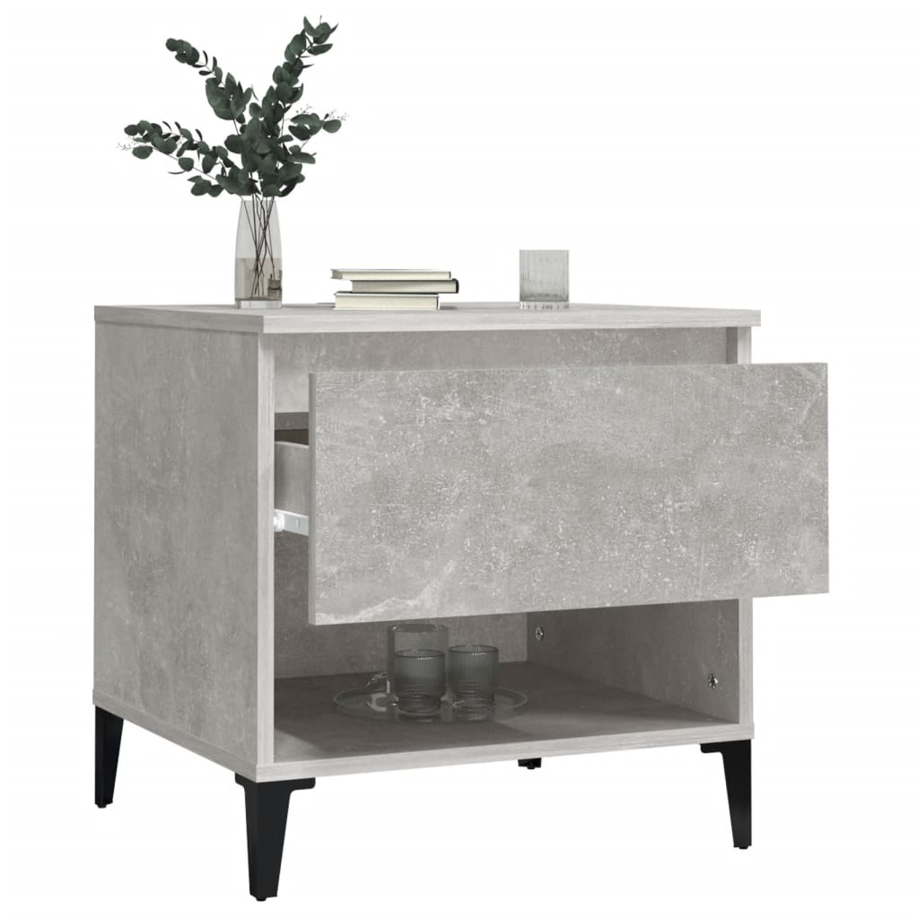 VidaXL Bijzettafels 2 st 50x46x50 cm bewerkt hout betongrijs