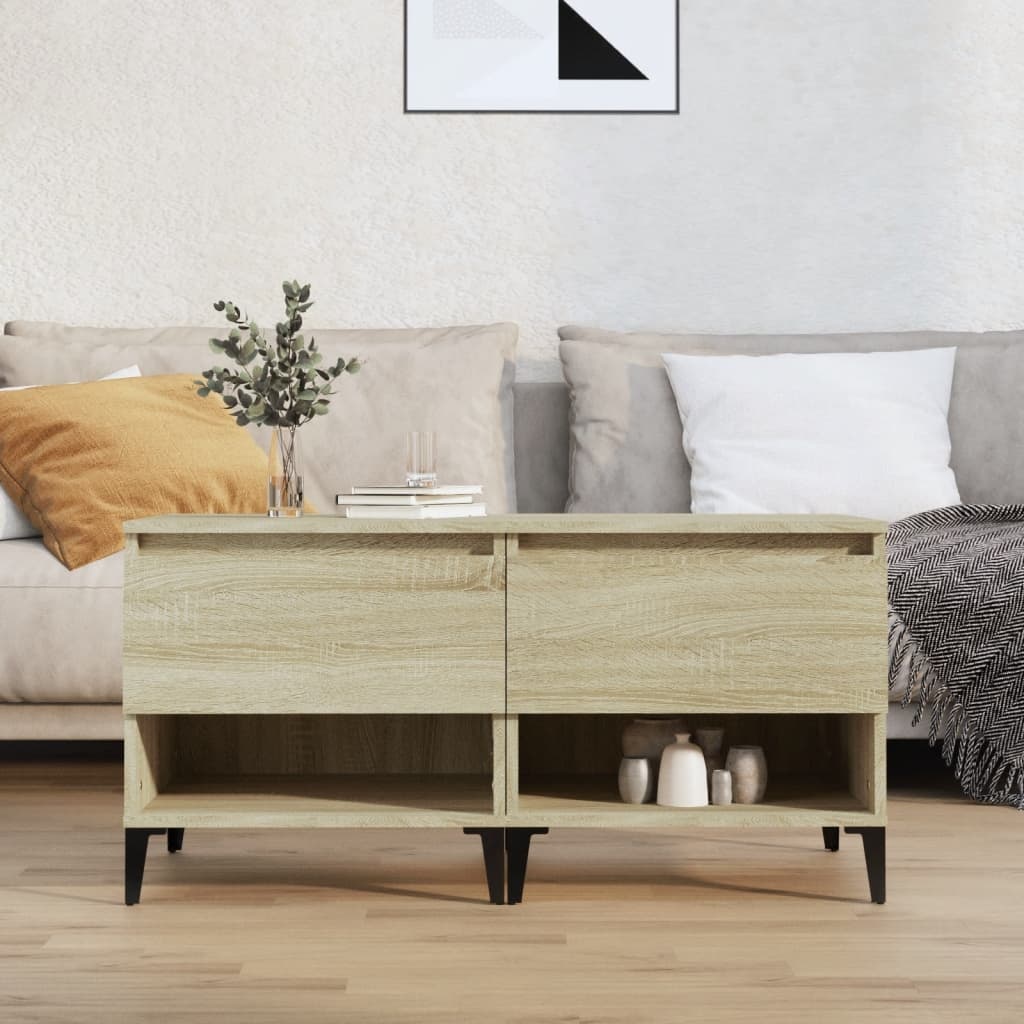 VidaXL Bijzettafels 2 st 50x46x50 cm bewerkt hout sonoma eikenkleurig
