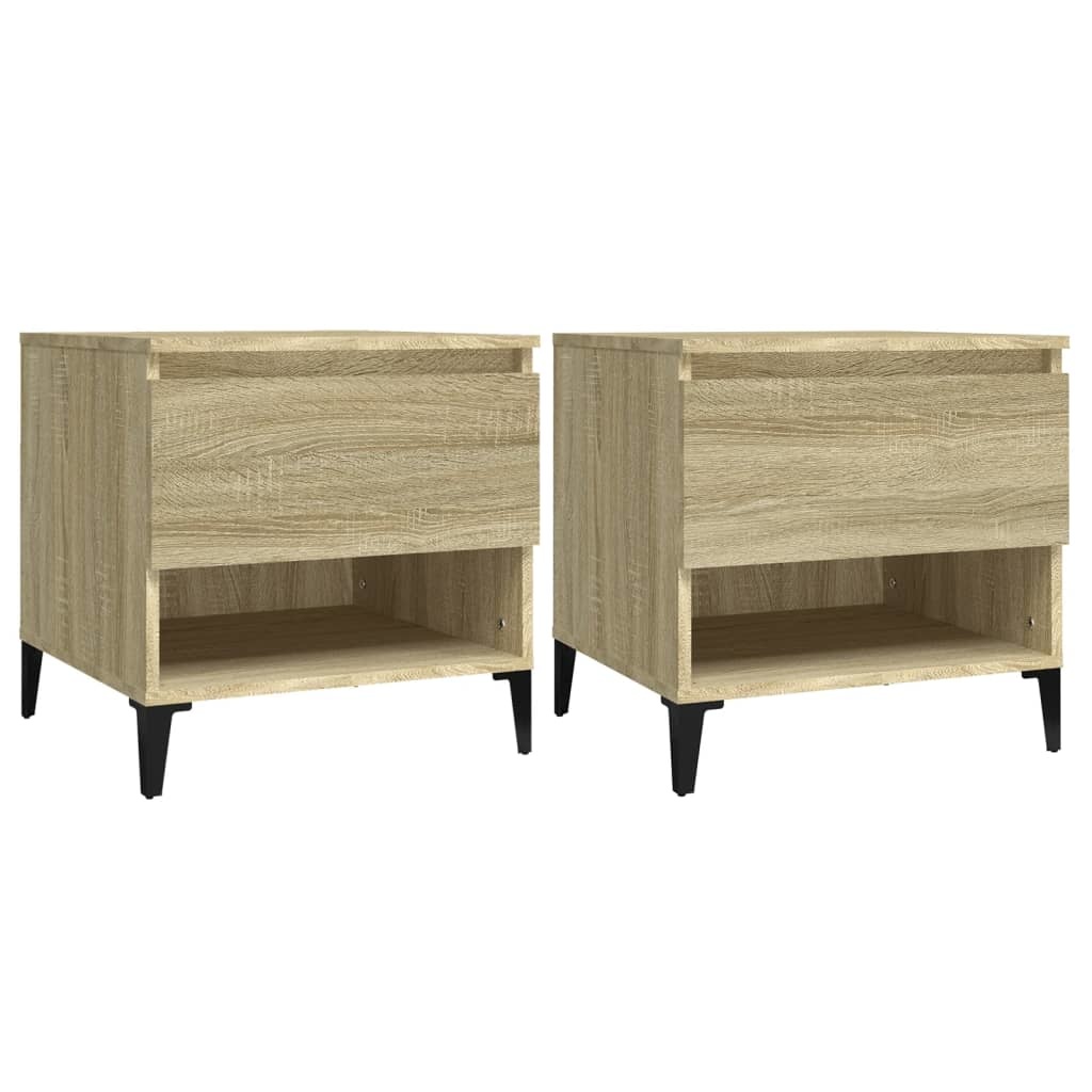 VidaXL Bijzettafels 2 st 50x46x50 cm bewerkt hout sonoma eikenkleurig