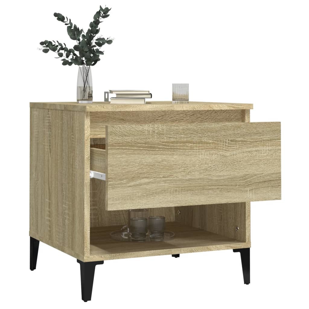 VidaXL Bijzettafels 2 st 50x46x50 cm bewerkt hout sonoma eikenkleurig