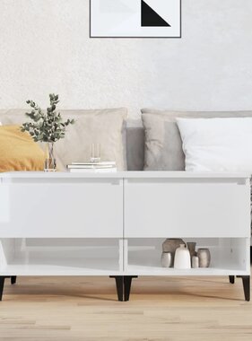 VidaXL Bijzettafels 2 st 50x46x50 cm bewerkt hout hoogglans wit