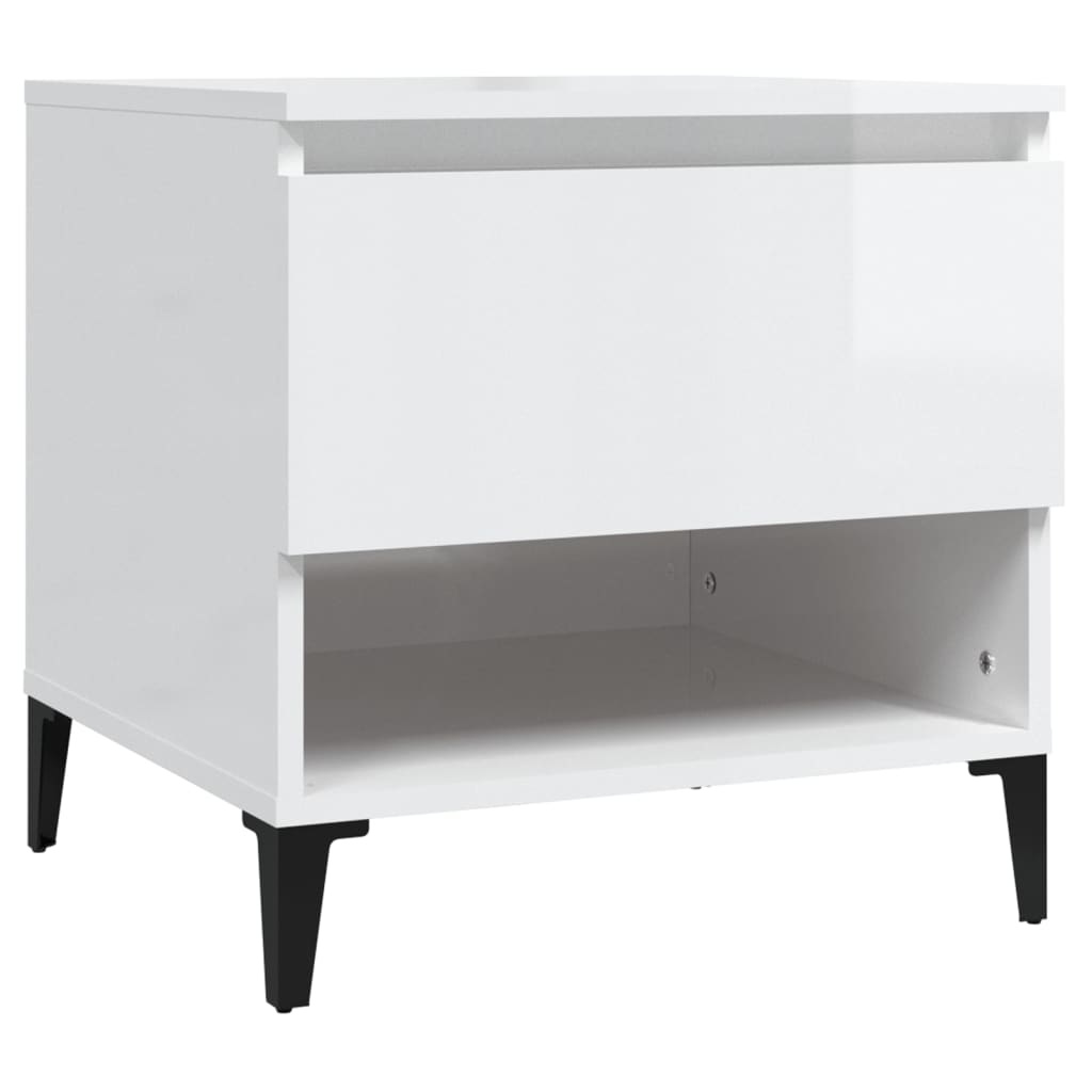 VidaXL Bijzettafel 50x46x50 cm bewerkt hout hoogglans wit
