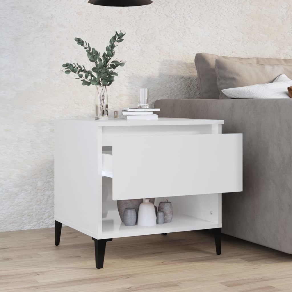 VidaXL Bijzettafel 50x46x50 cm bewerkt hout hoogglans wit