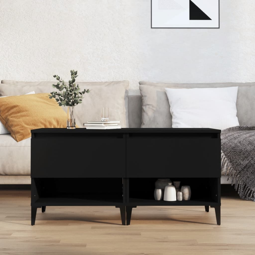 VidaXL Bijzettafels 2 st 50x46x50 cm bewerkt hout zwart